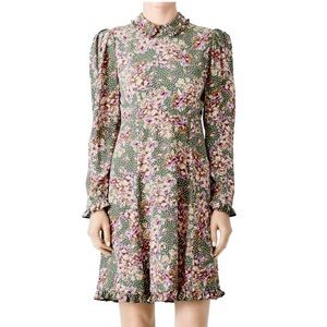 byTiMo green bouquet collar floral dress grand-millennial XS